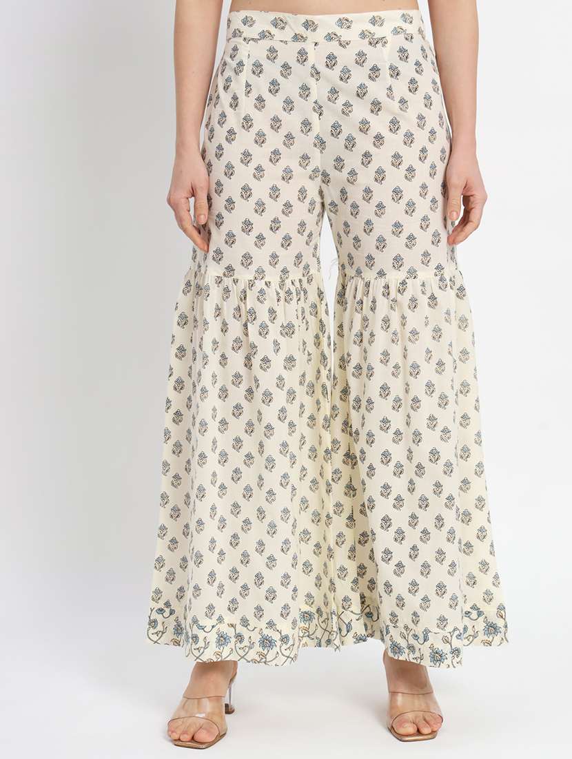 women white printed kurta sharara set - 21304242 -  Standard Image - 5