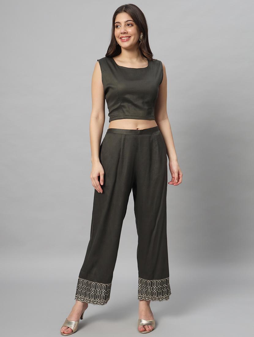 women grey printed kurta pant set - 21304259 -  Zoom Image - 0