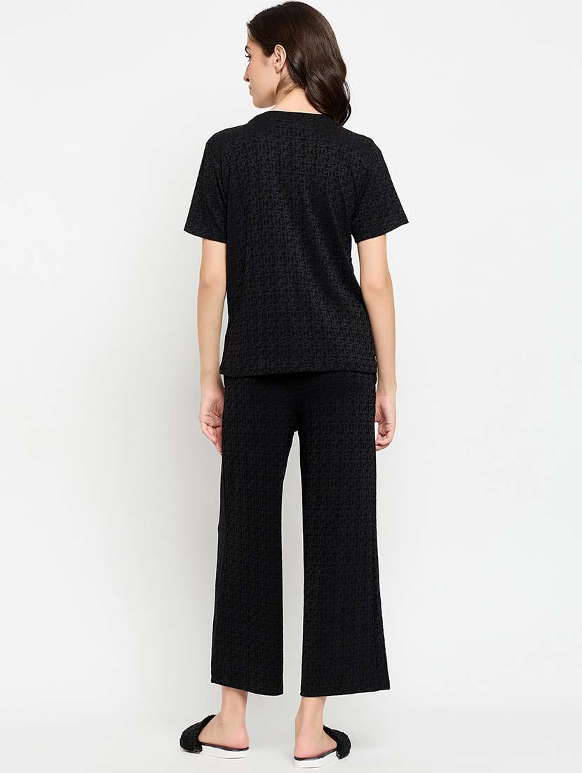 women black viscose pyjama nightwear set - 21305023 -  Standard Image - 3
