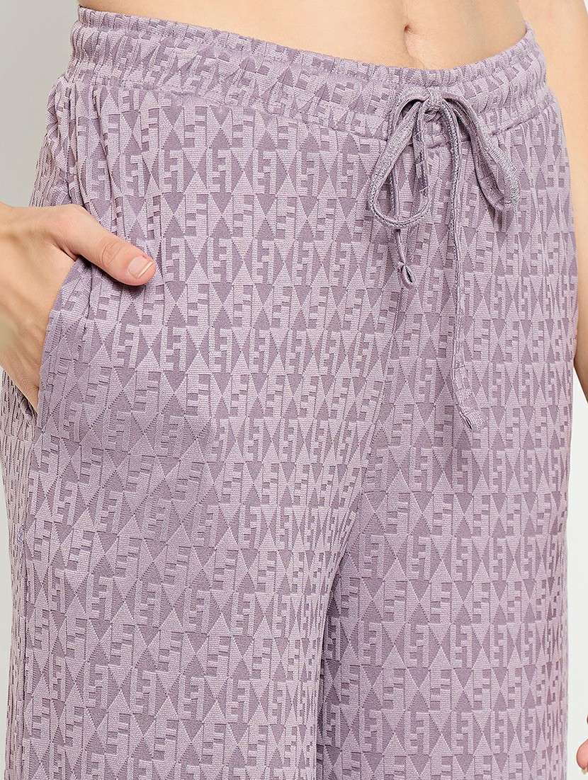 women purple viscose pyjama nightwear set - 21305026 -  Standard Image - 5