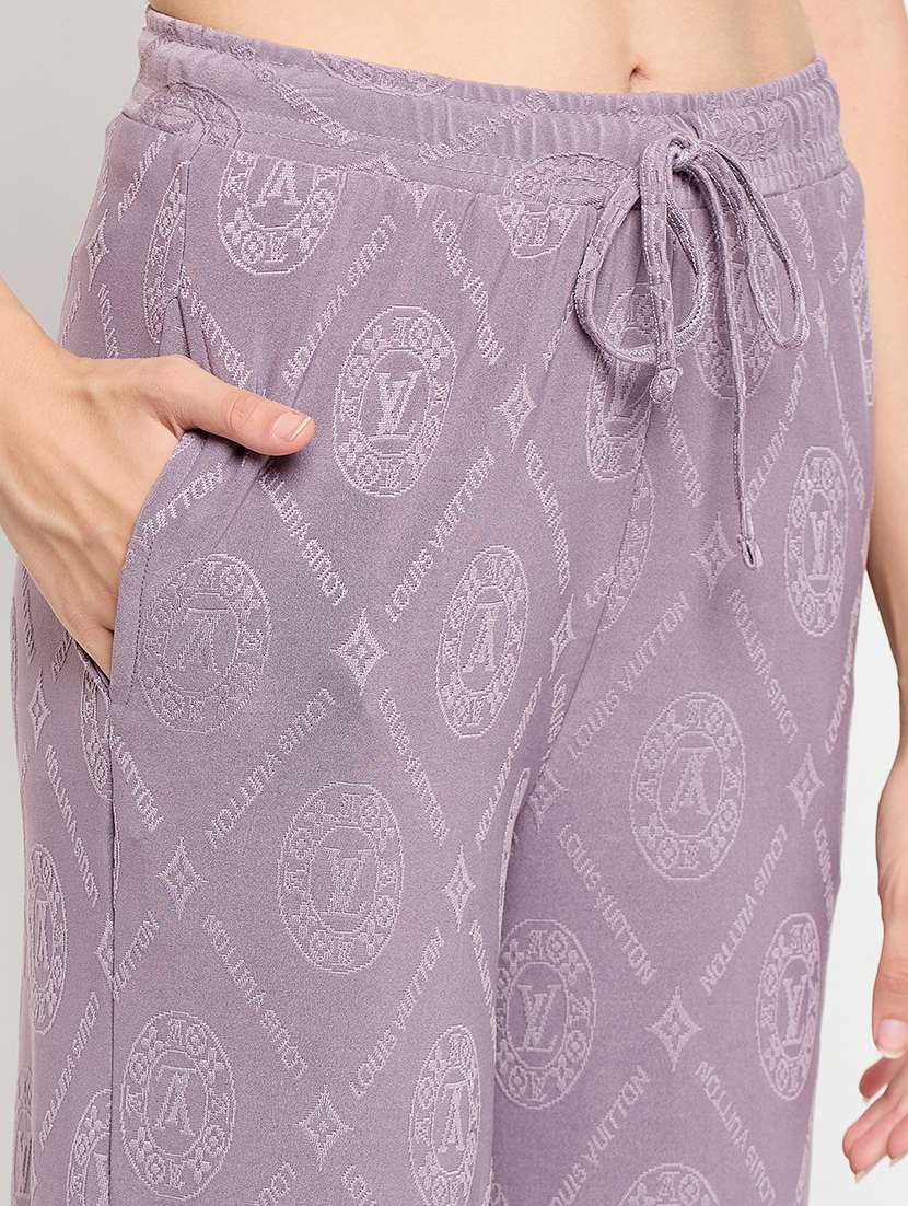 women purple viscose pyjama nightwear set - 21305032 -  Standard Image - 5