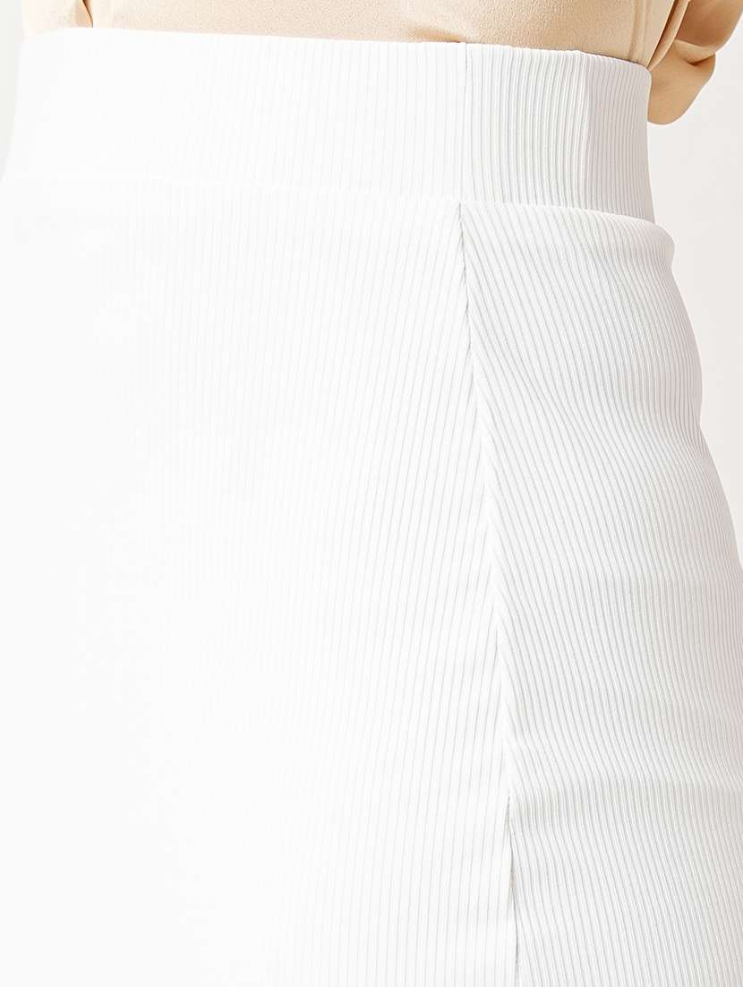 globus women white high-rise streatchable side slit maxi pencil skirt - 21305215 -  Standard Image - 5