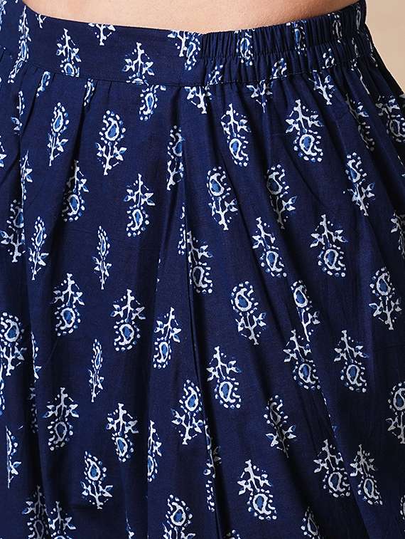 globus women blue allover paisley printed shirt style tunic & harem pants fusion co-ord set - 21305283 - Standard Image - 5