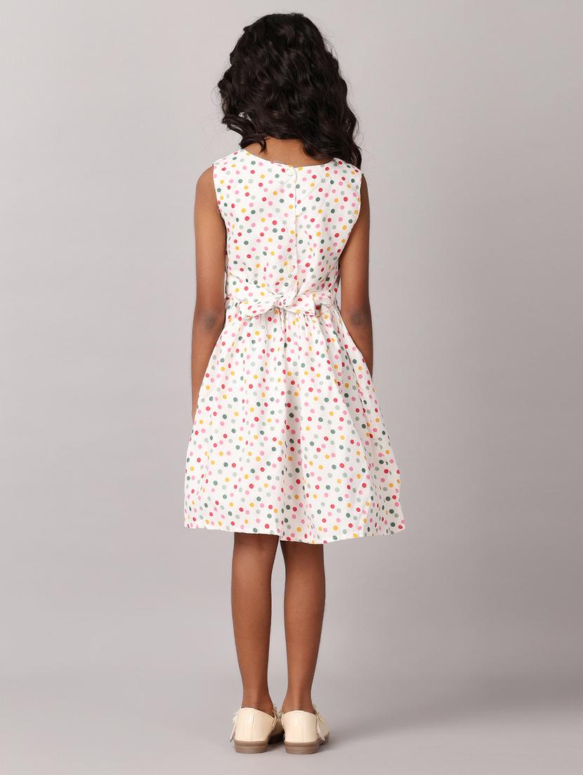 hirlswhite polka dot round neck frock - 21305569 - Standard Image - 3