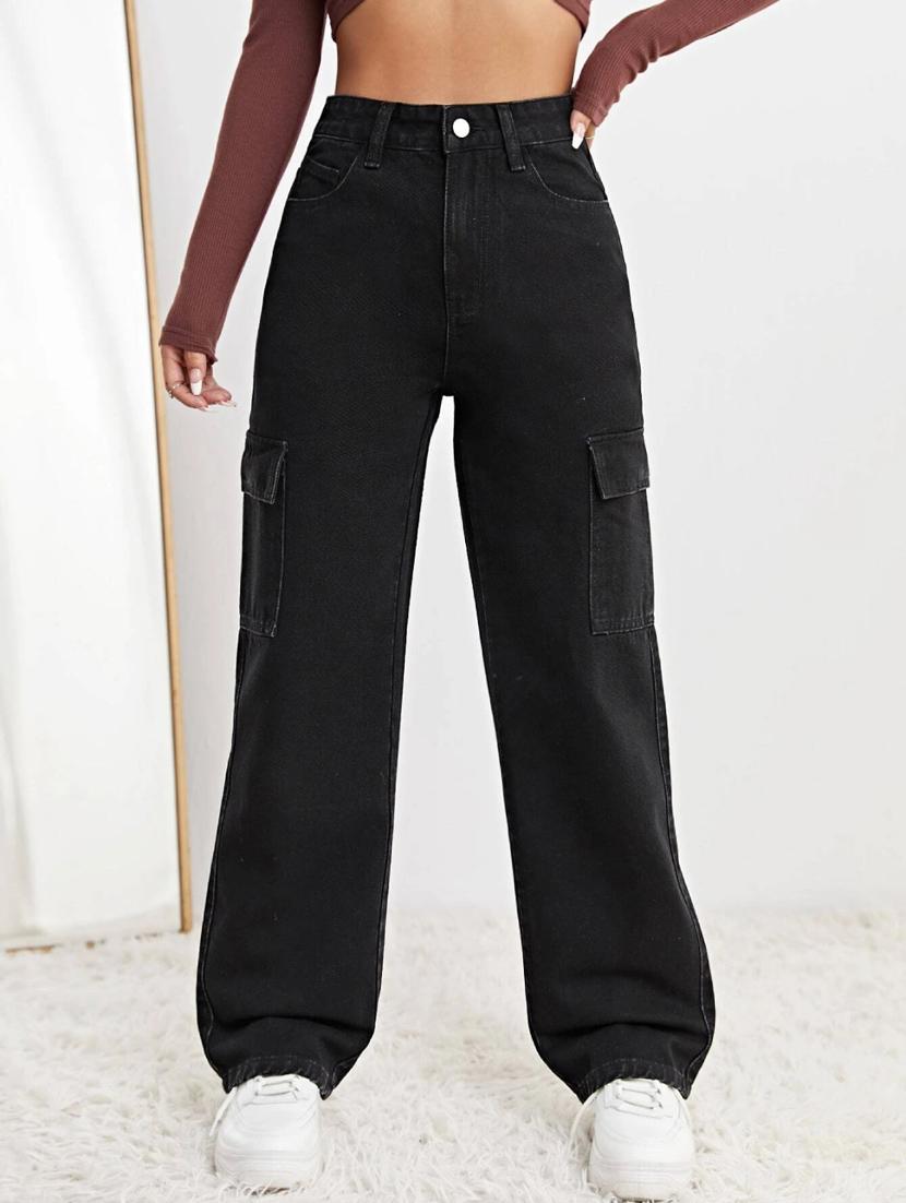 womn solid high rise wide leg jean - 21305779 - Zoom Image - 0