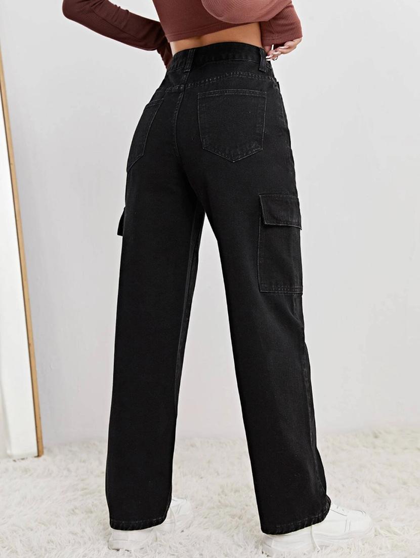 womn solid high rise wide leg jean - 21305779 - Standard Image - 3