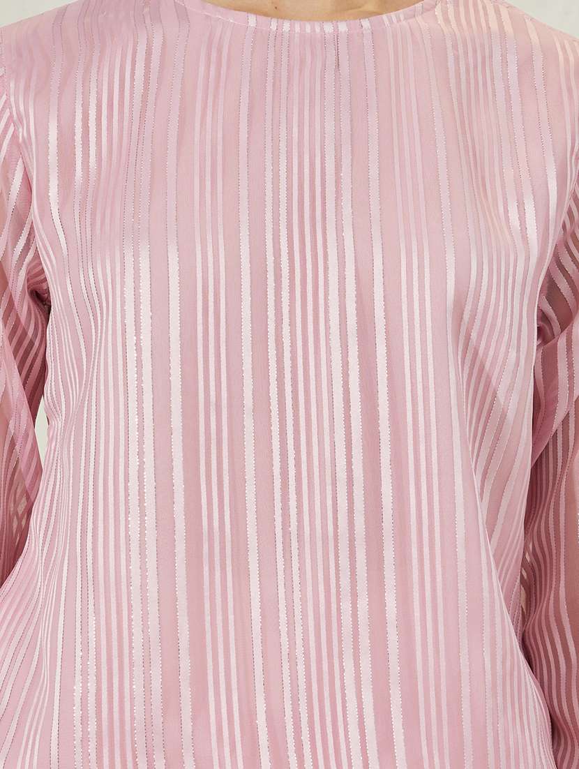 women self designed long sleeves straight top - 21307650 -  Standard Image - 3