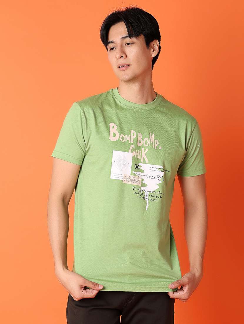 women green cotton front print t-shirt