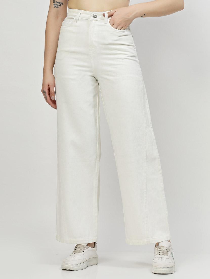 women solid high rise wide leg jean - 21307988 - Zoom Image - 0
