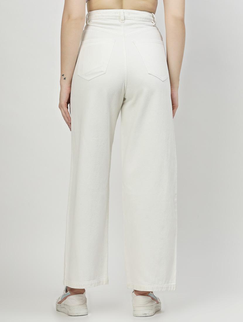 women solid high rise wide leg jean - 21307988 - Standard Image - 3