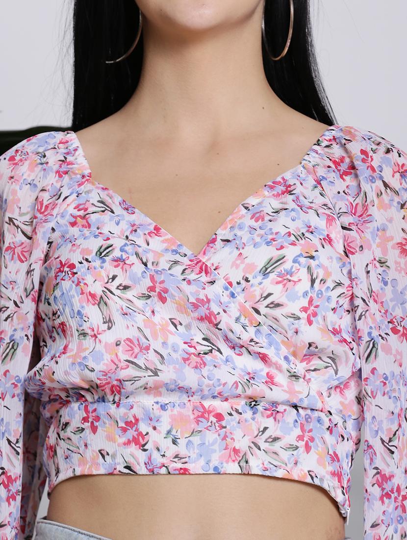 women white polyester wrap top - 21308018 - Standard Image - 5