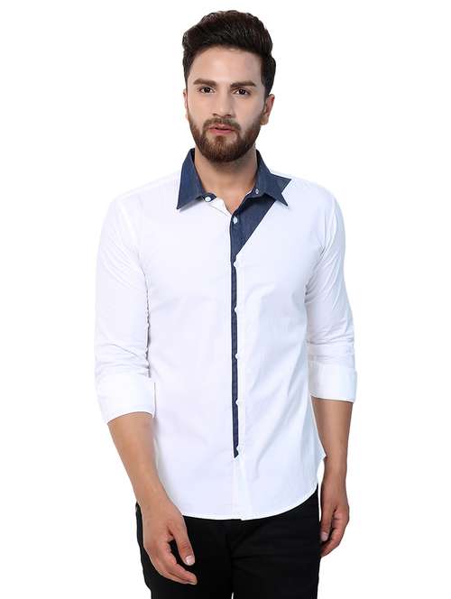 men solid cotton casual shirt - 21308035 -  Standard Image - 0