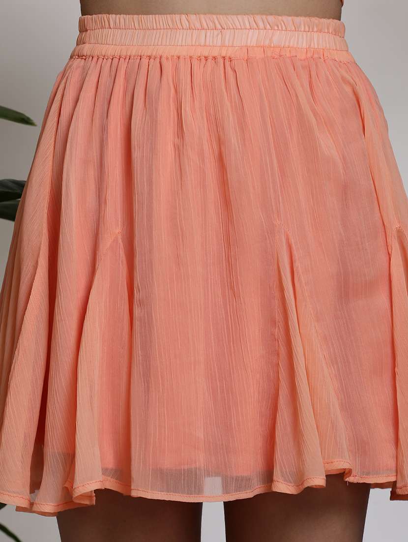 women peach polyester top and skirt co-ord set - 21308054 - Standard Image - 5