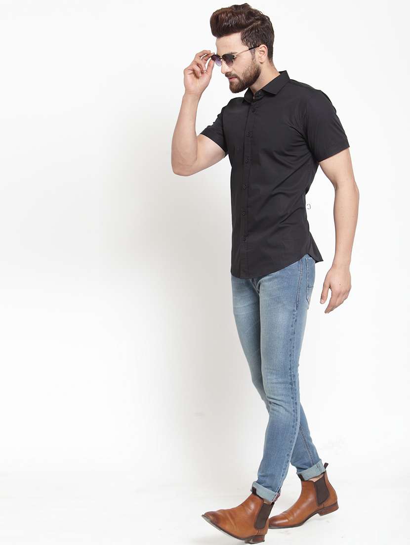 black cotton casual shirt - 21308094 - Standard Image - 3