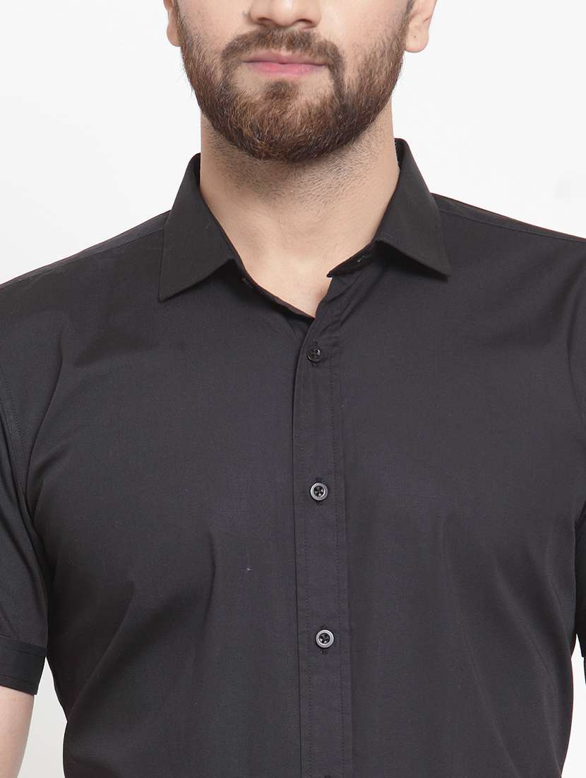 black cotton casual shirt - 21308094 - Standard Image - 5