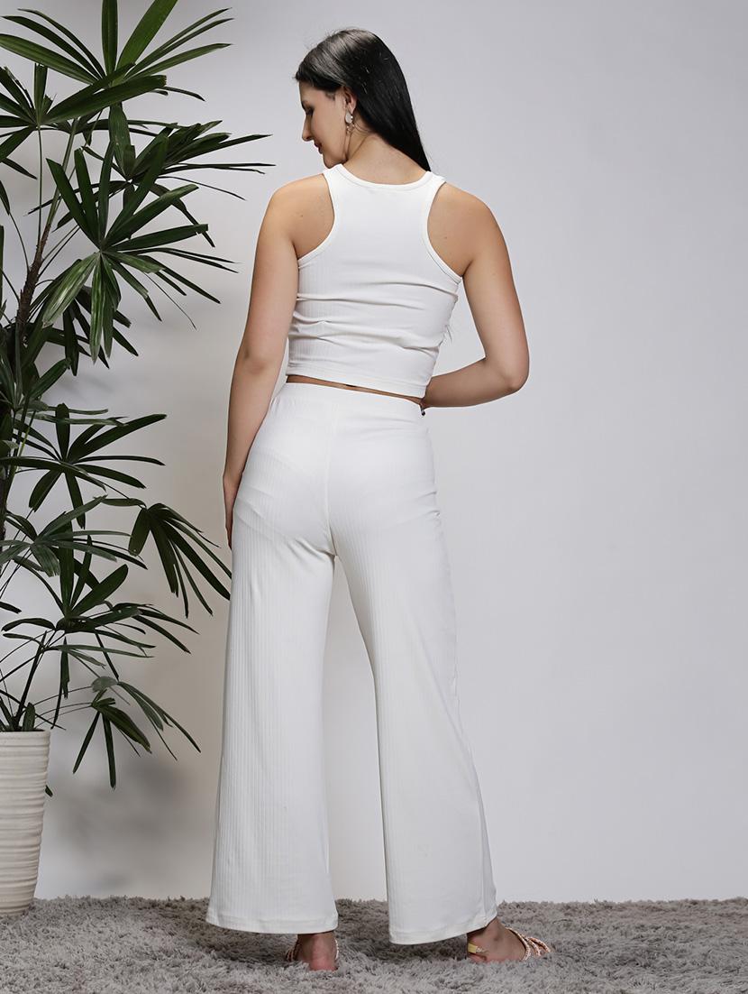 women white polyester palazzo - 21308113 - Standard Image - 3