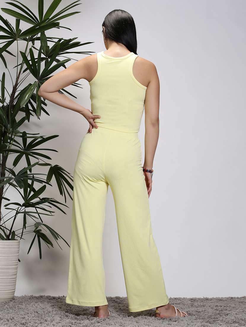 women yellow polyester palazzo - 21308115 -  Standard Image - 3