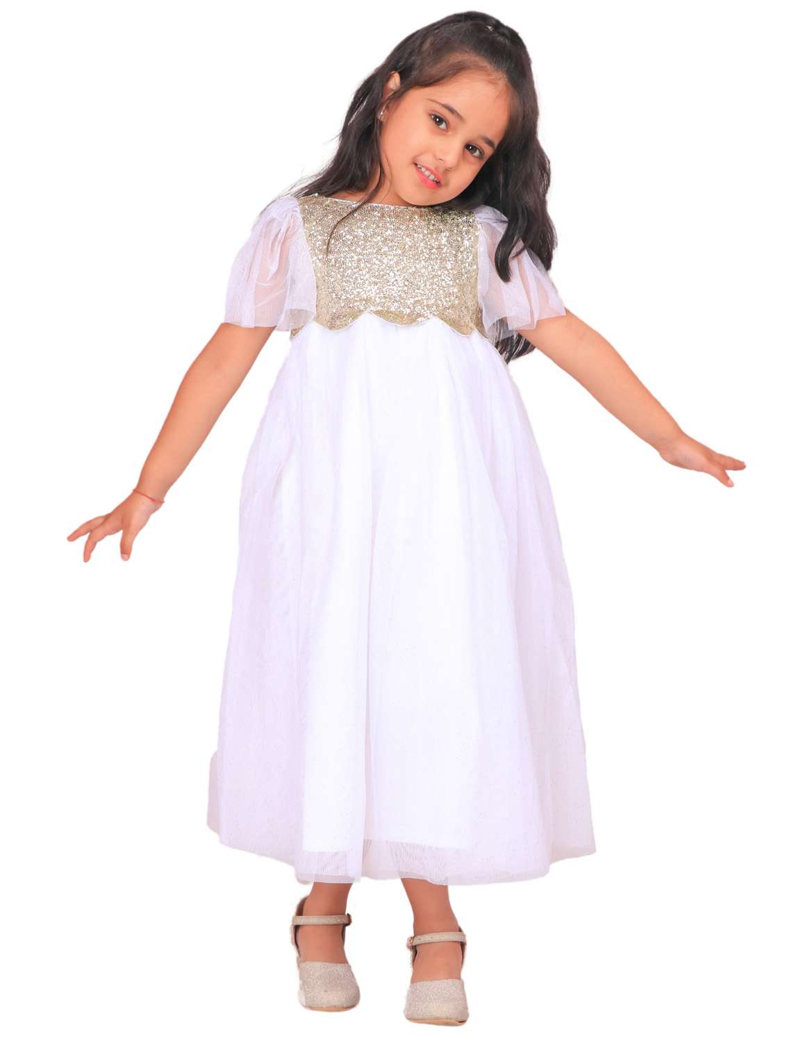 white polyester frock - 21308257 - Zoom Image - 0