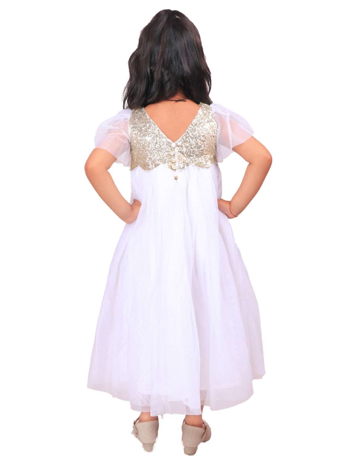 white polyester frock - 21308257 - Standard Image - 3