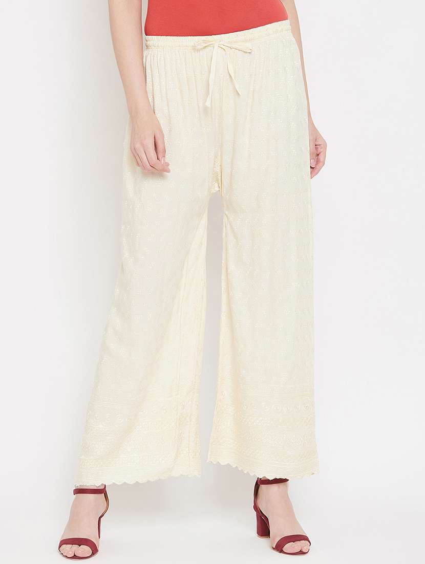 women off white rayon palazzo - 21308258 -  Zoom Image - 0