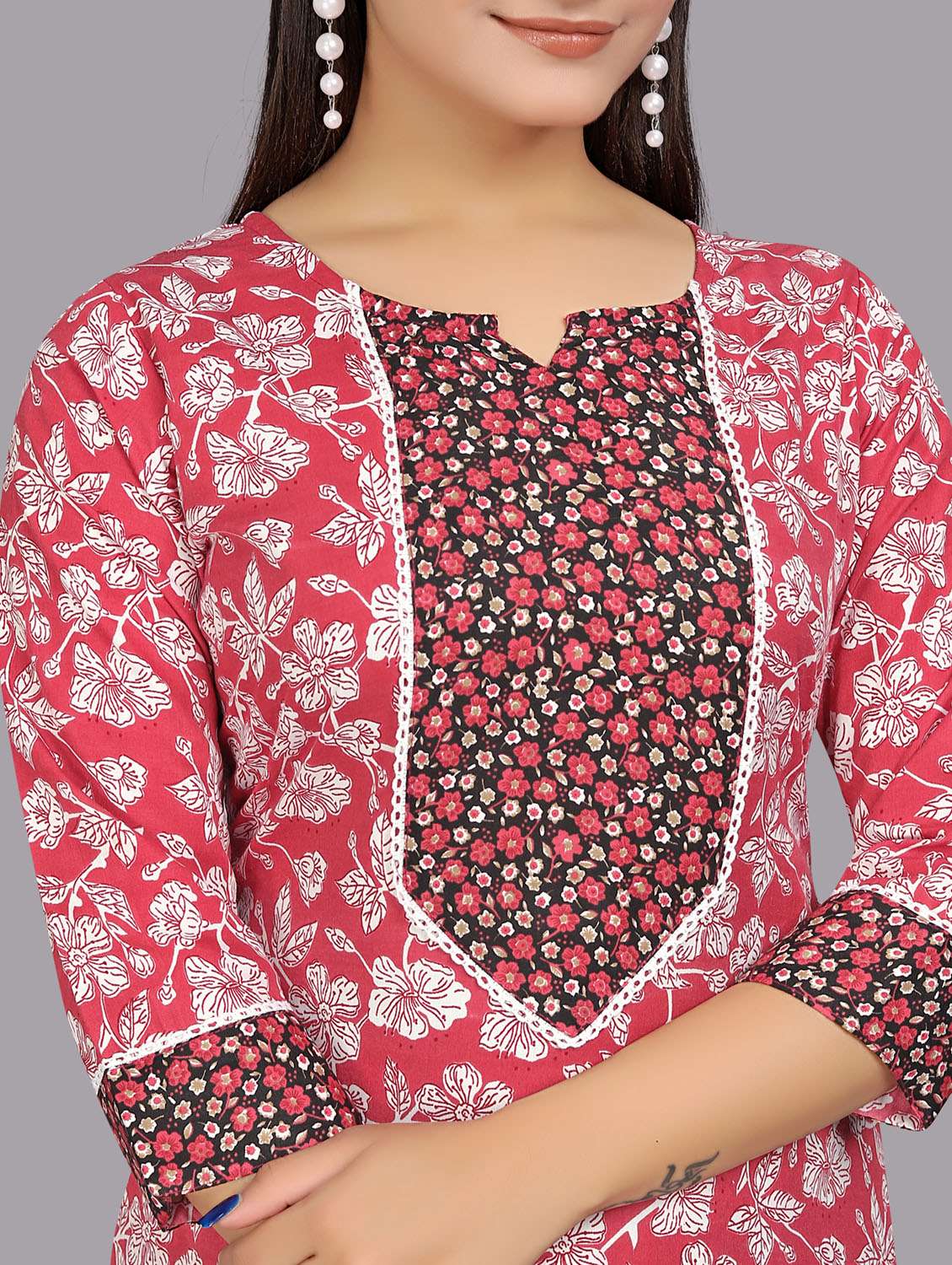 women red kurta pant set - 21308370 -  Standard Image - 5