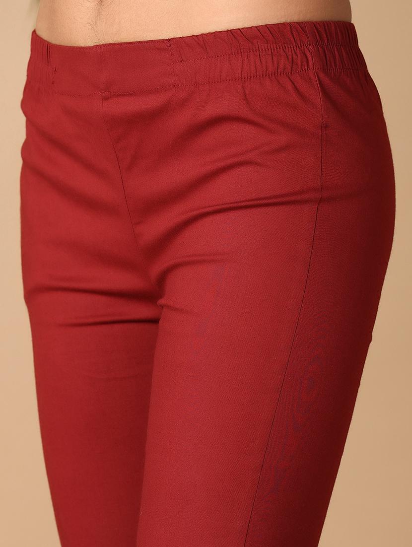 women maroon cotton tailored pants - 21308420 - Standard Image - 5