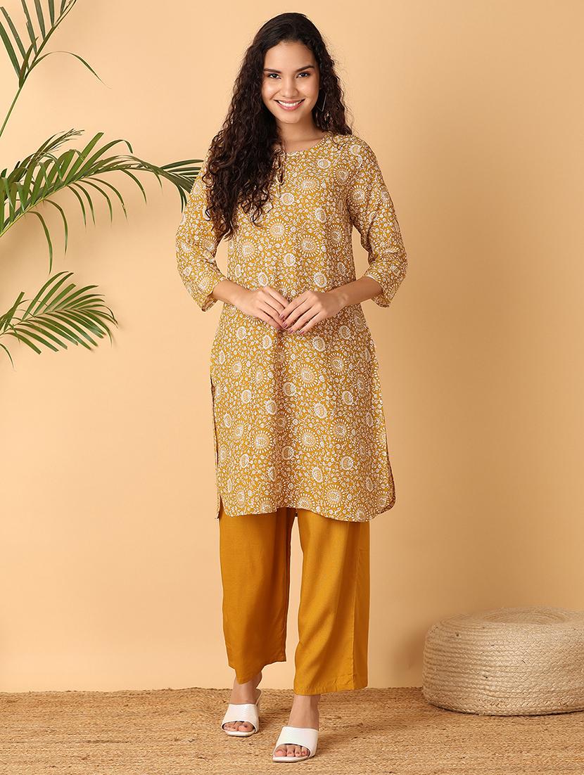 women floral tie-up neck kurta palazzo set - 21308437 -  Zoom Image - 0