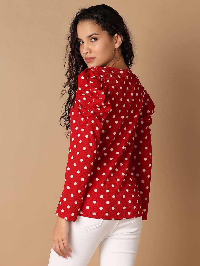 women red cotton regular top - 21308446 - Standard Image - 3