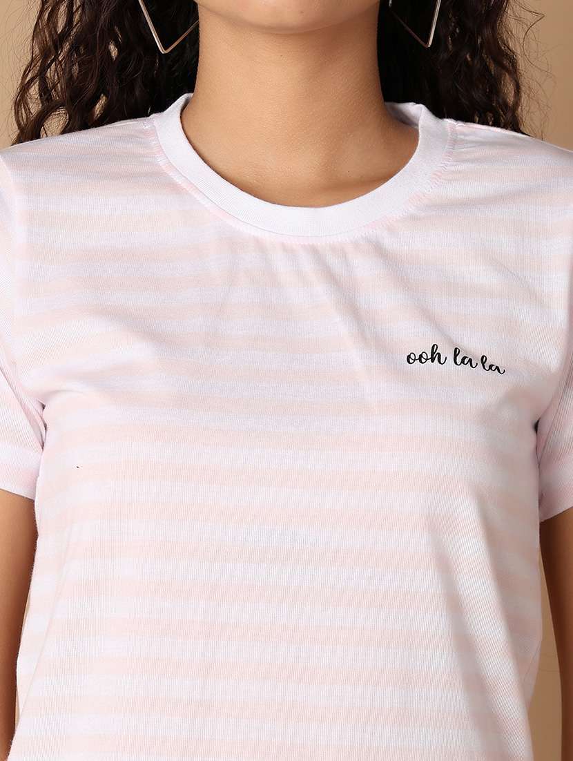 women round neck stripes regular t-shirt - 21308498 -  Standard Image - 5
