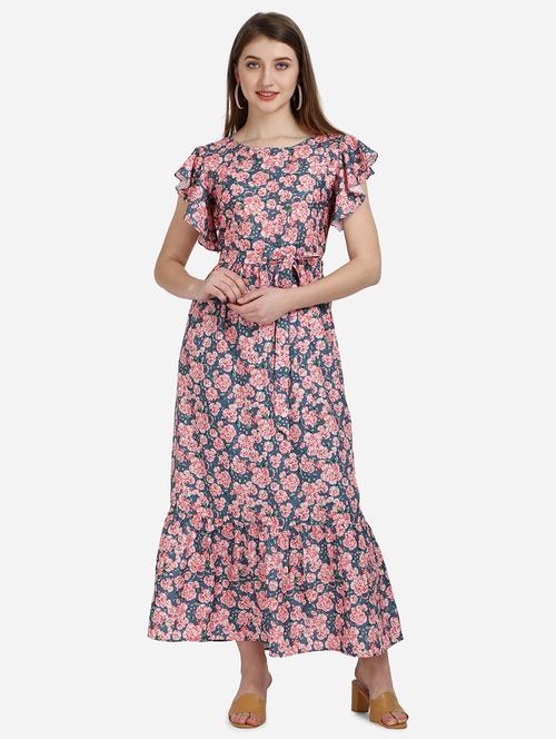 grey crepe fit & flare dress - 21308656 - Standard Image - 0