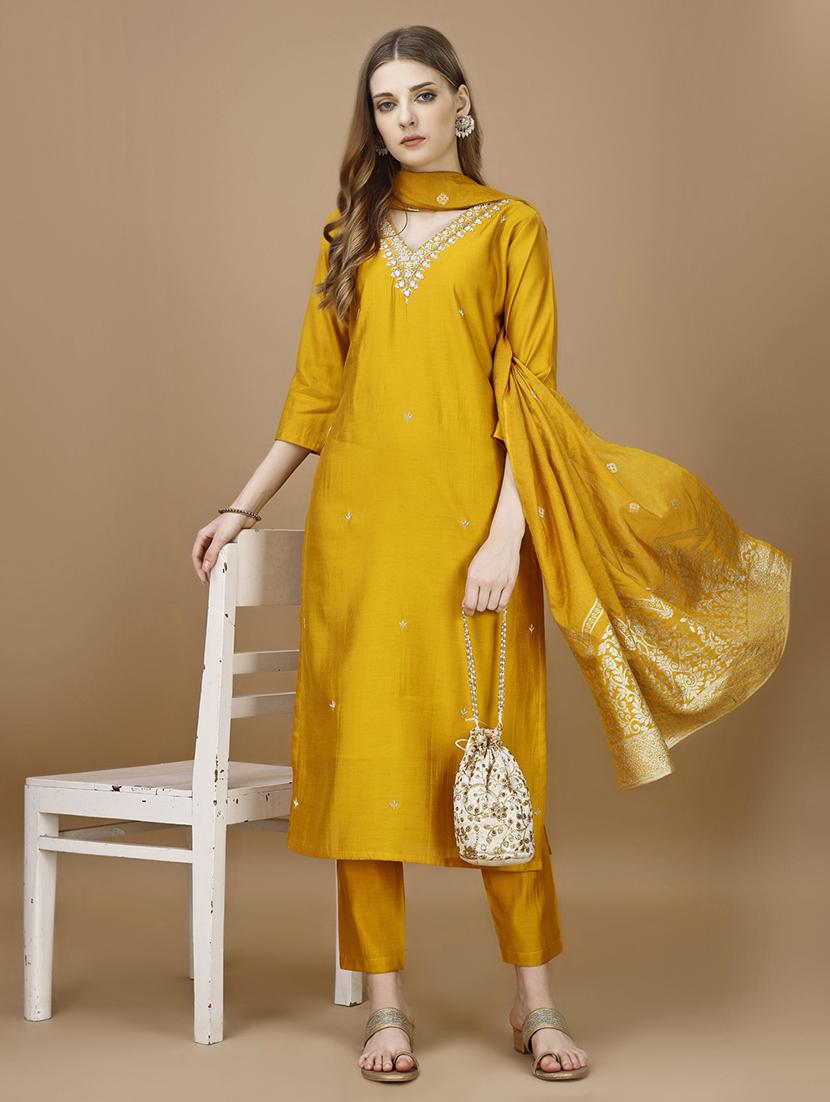 women mustard kurta dupatta set - 21308779 - Zoom Image - 0