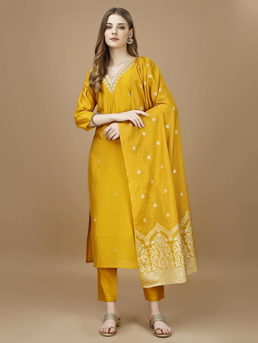 women mustard kurta dupatta set - 21308779 - Standard Image - 3