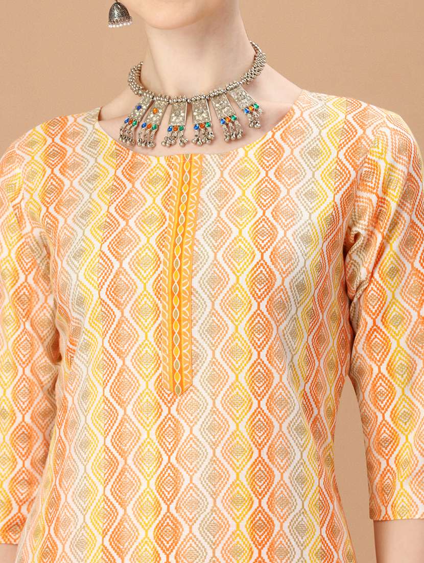 yellow cotton blend kurta pant  set - 21308799 -  Standard Image - 5