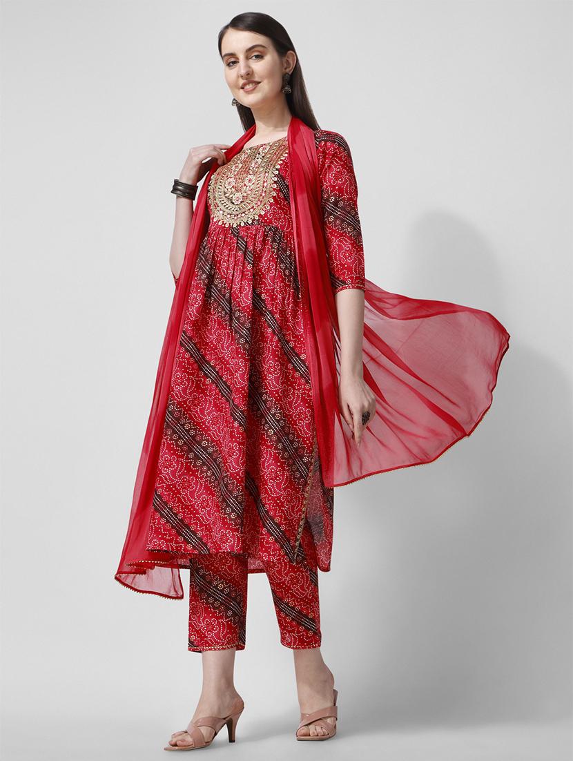 women red kurta dupatta set - 21308872 - Zoom Image - 0