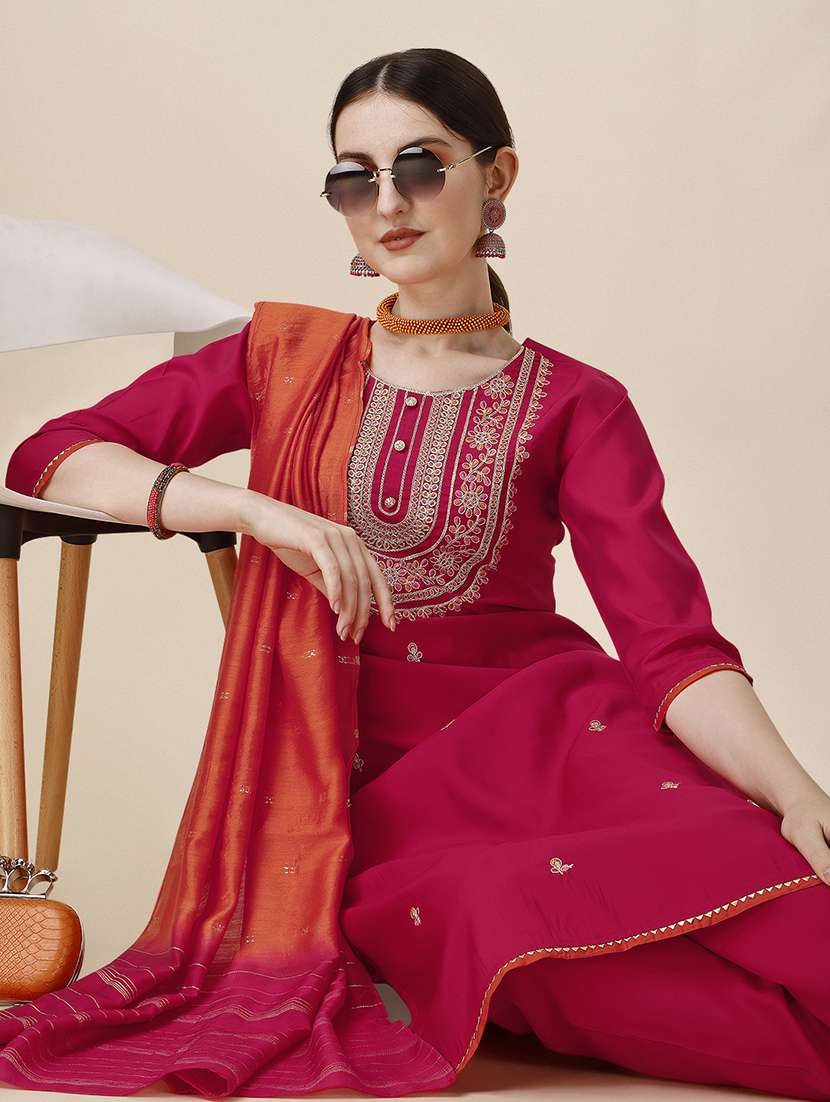 women pink kurta dupatta set - 21308910 -  Standard Image - 3
