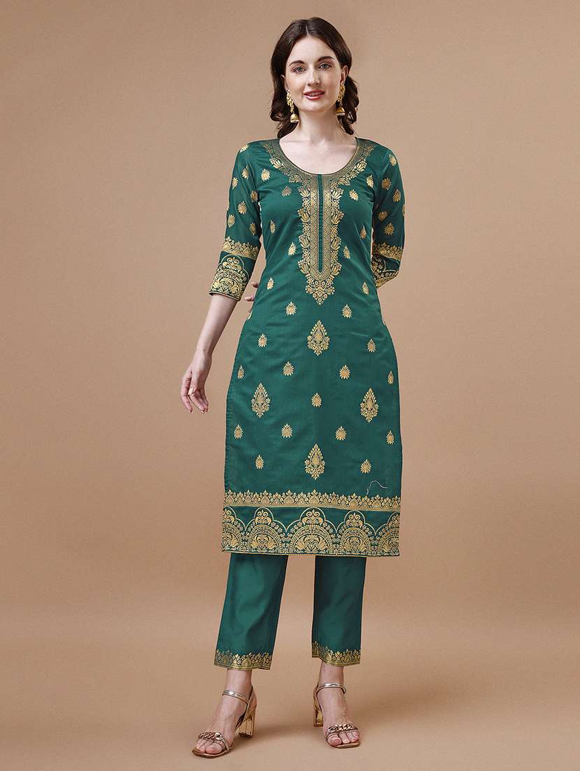 women teal kurta dupatta set - 21308927 -  Standard Image - 3