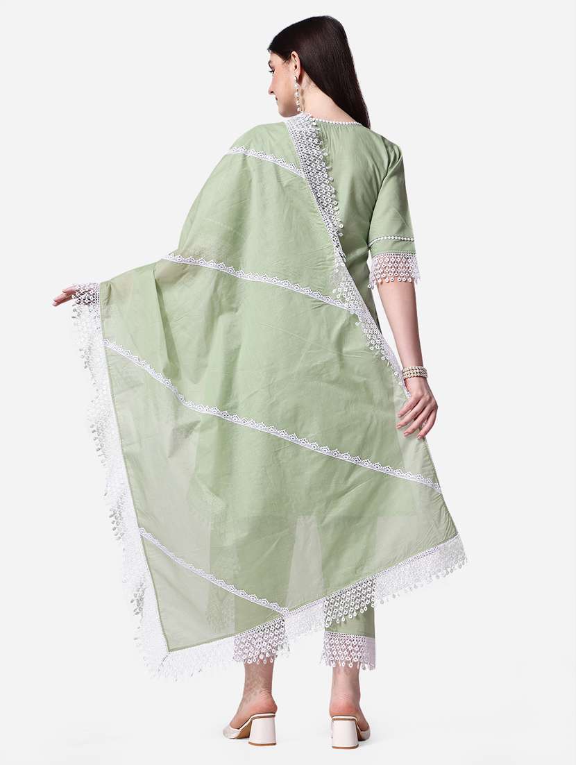 women green kurta dupatta set - 21309048 -  Standard Image - 3
