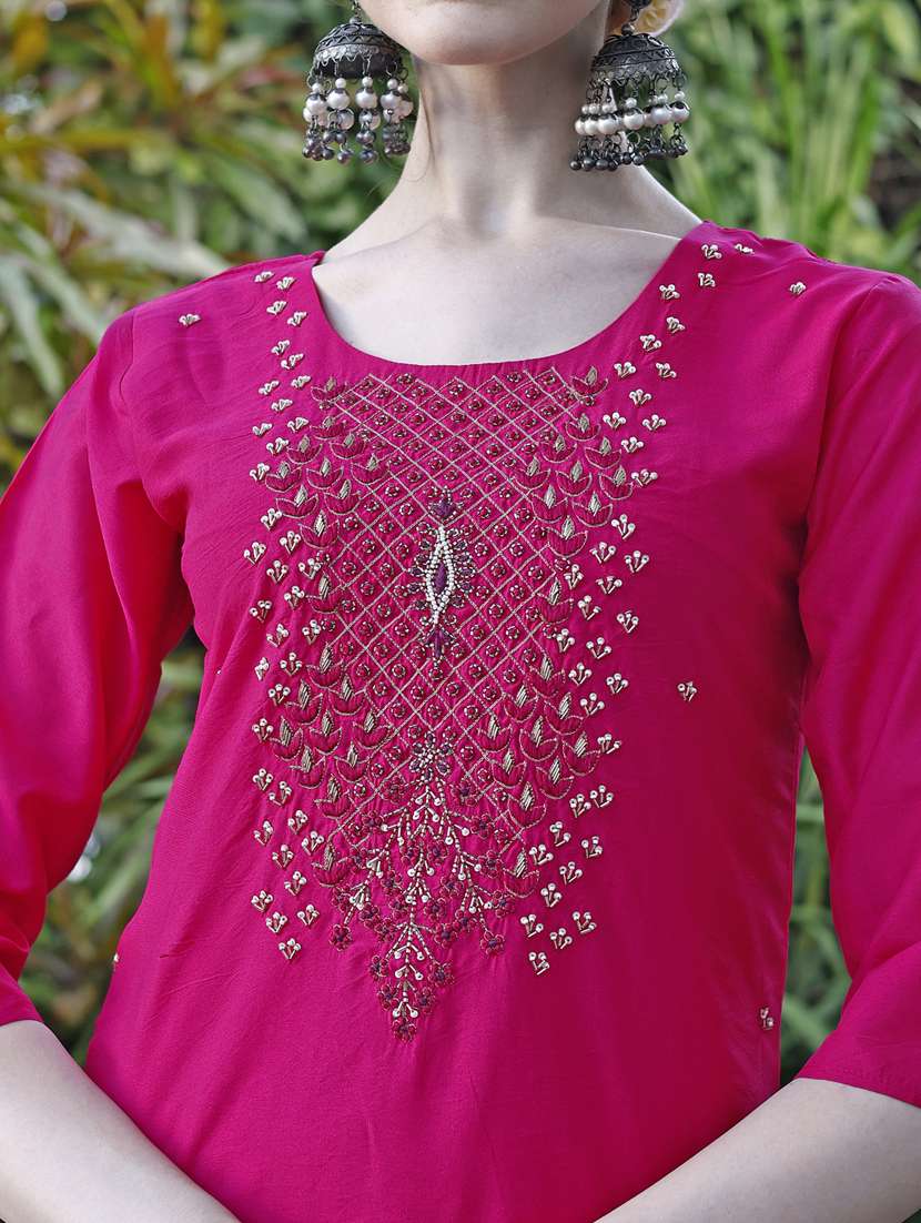 pink chanderi kurta dupatta set - 21309085 - Standard Image - 3