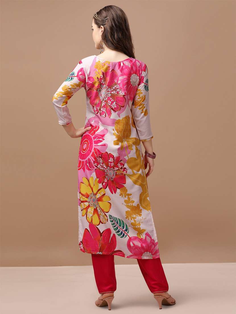 women cream kurta dupatta set - 21309095 -  Standard Image - 3