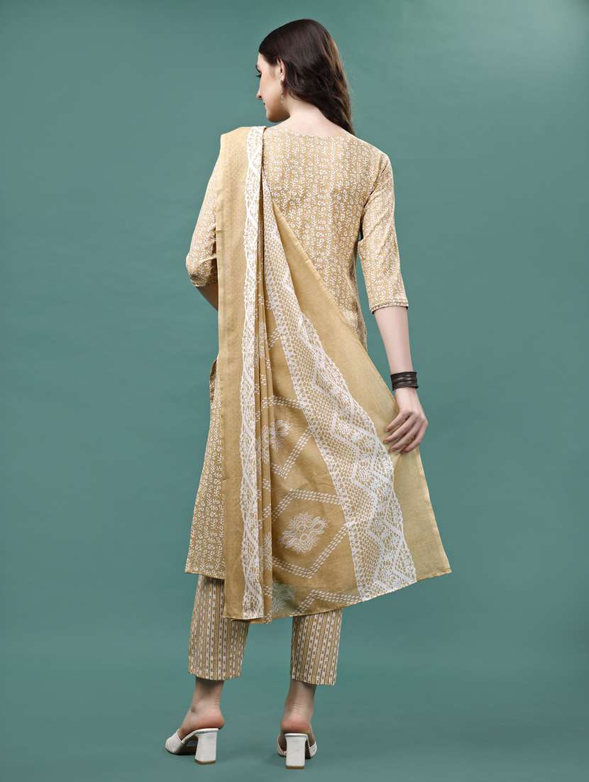 yellow cotton kurta dupatta set - 21309125 - Standard Image - 3