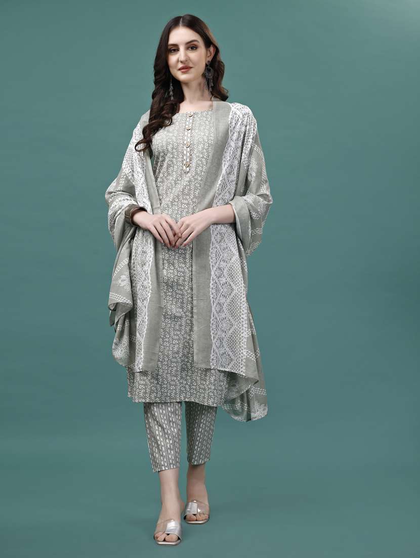 women grey kurta dupatta set - 21309127 - Zoom Image - 0