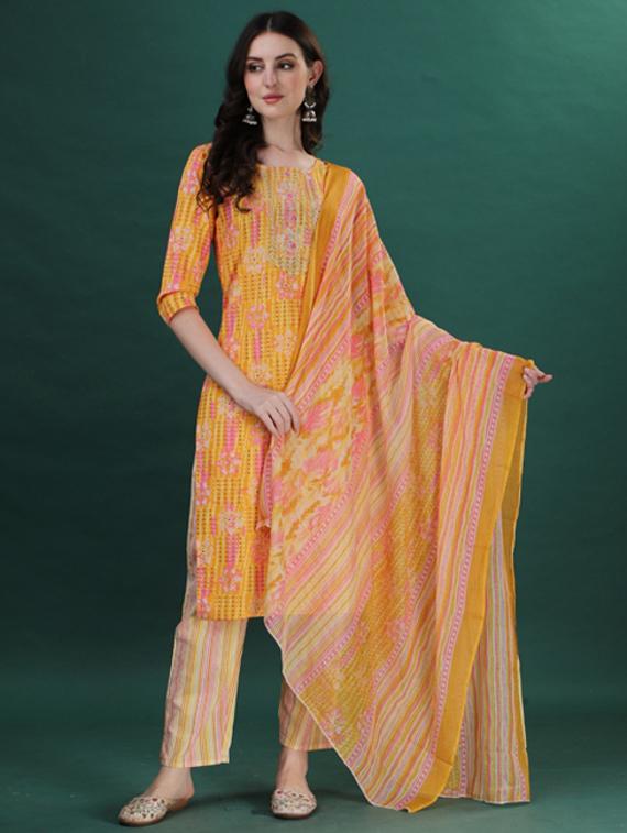 women yellow kurta dupatta set - 21309188 - Zoom Image - 0