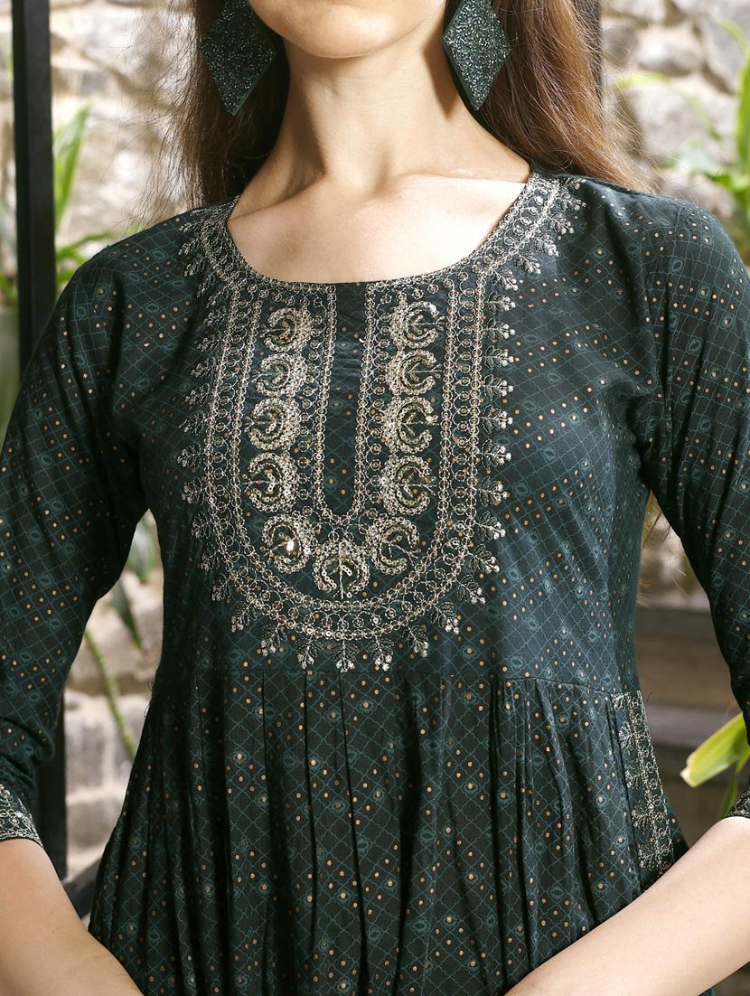 green rayon kurta dupatta set - 21309217 - Standard Image - 3