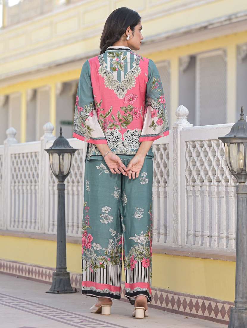 women printed shirt and trouser co-ord set - 21309261 -  Standard Image - 3