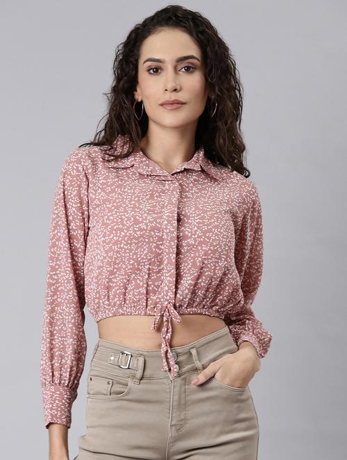 women pink georgette blouson top - 21310348 -  Standard Image - 0