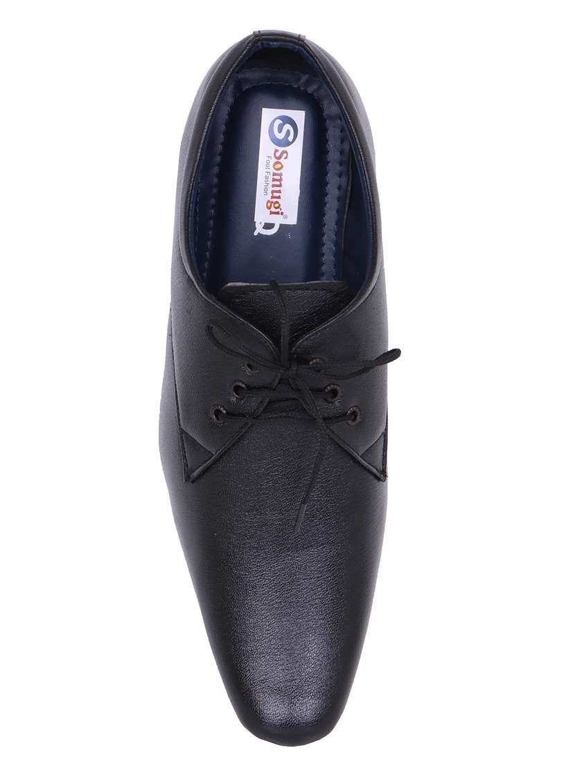 black leatherette laceup derbies - 21310353 -  Standard Image - 3