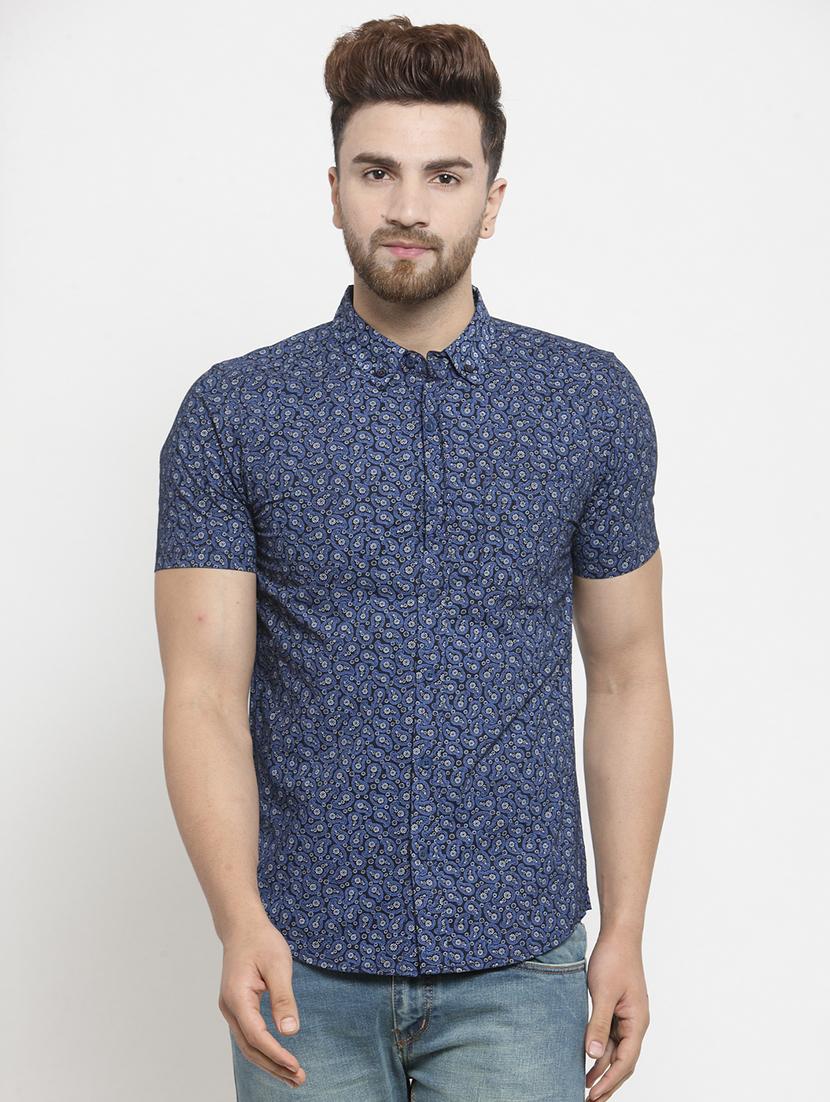blue printed  casual shirt