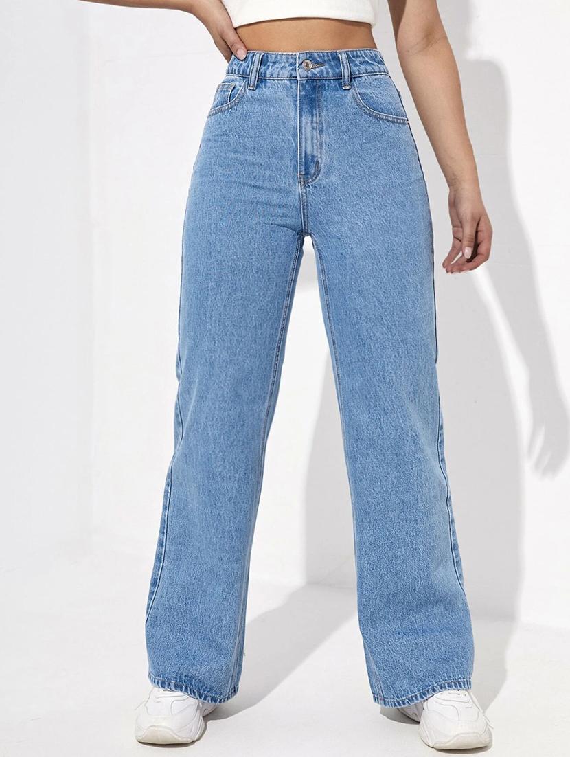 women solid high rise wide leg trouser
