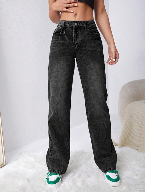 women soid high rise wide leg jean - 21311555 -  Standard Image - 0