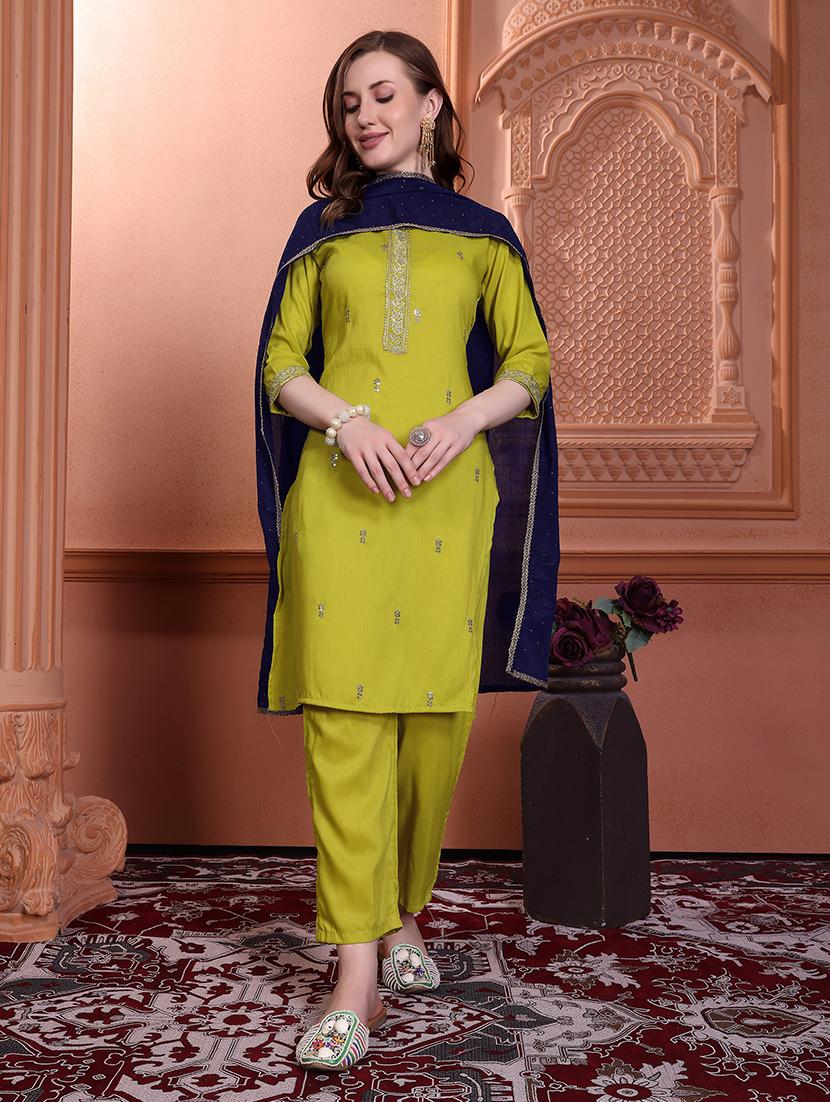 women lime round neck suit set - 21311639 - Zoom Image - 0